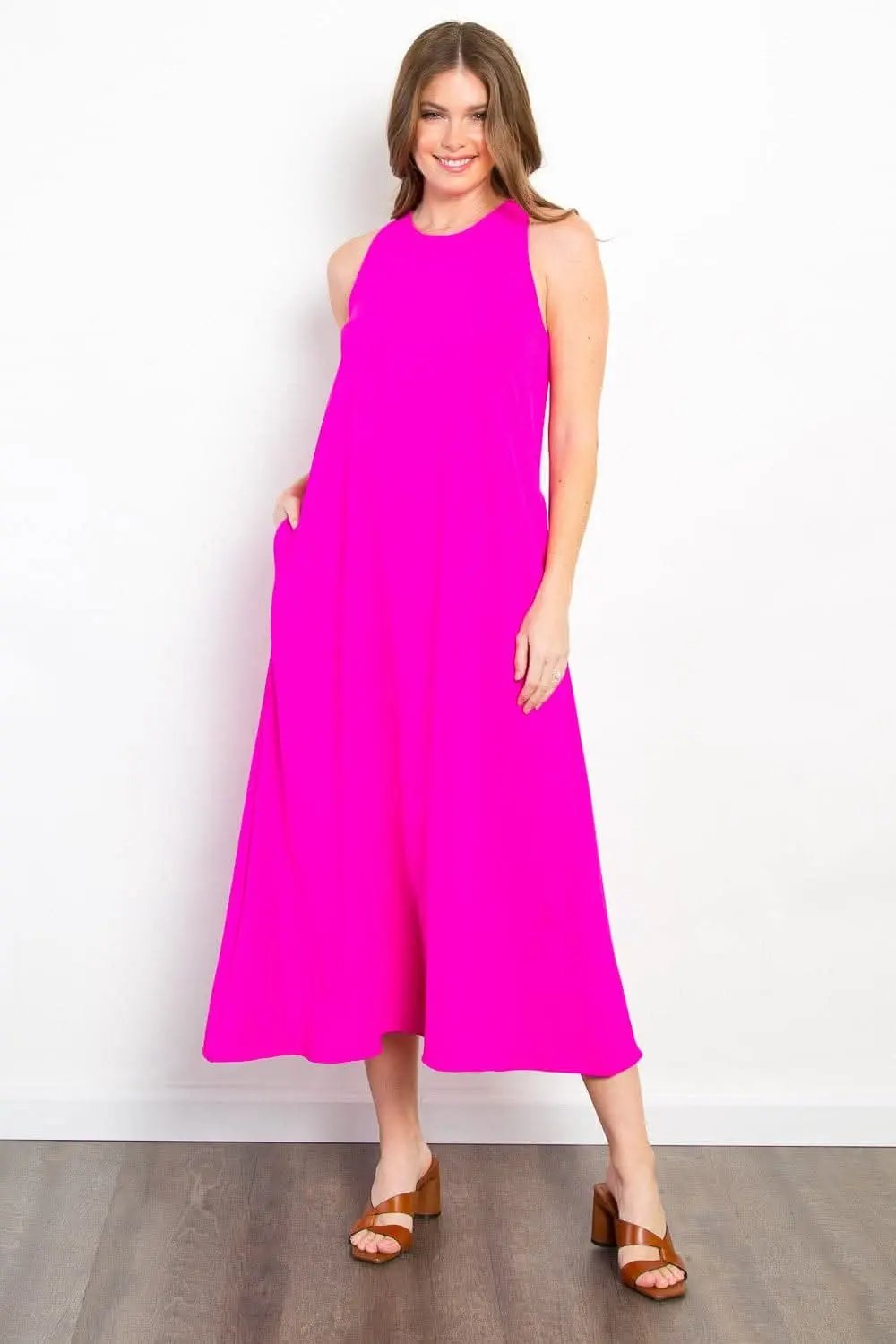 T-Shirts Trendsi Be Stage Midi Tank Dress with Pockets for Effortless
