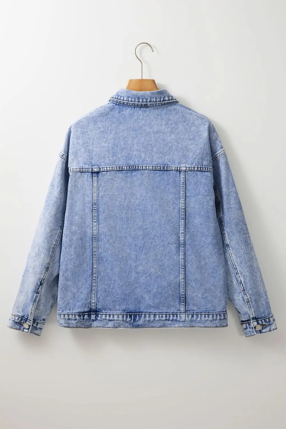 Jackets Love Salve  Beau Blue Vintage Washed Flap Pockets Denim