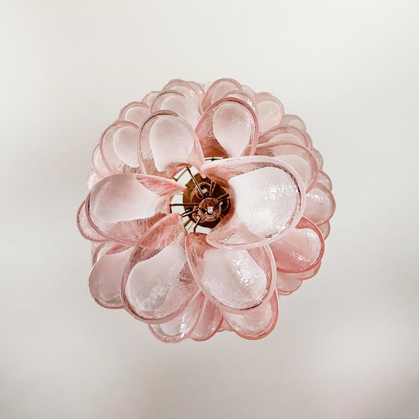 Lámpara de Araña Murano Rosa Espiral Pétalos