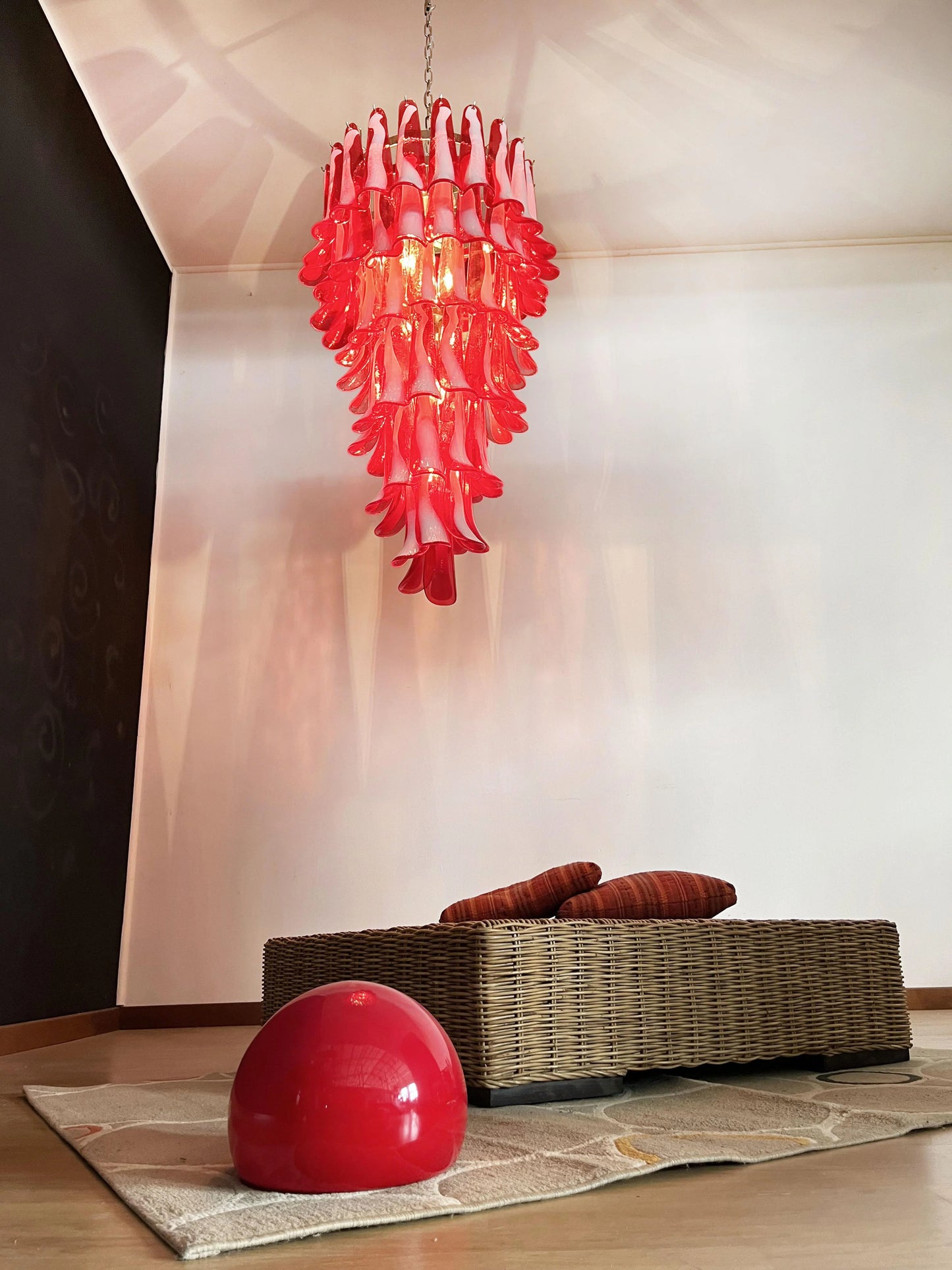 Araña Petals Spiral Murano Roja