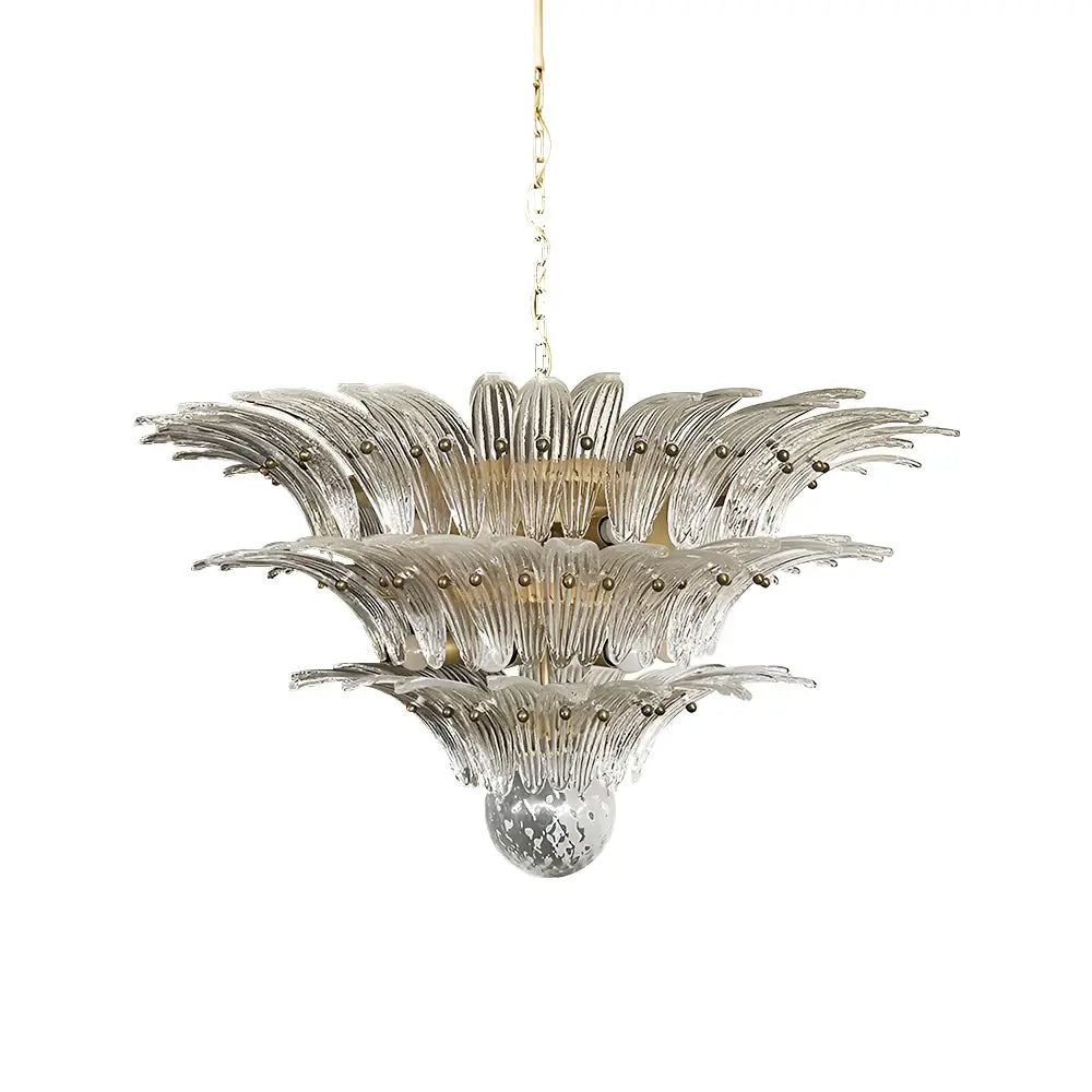 Hermosa Lámpara de Araña Transparente Murano Palmette
