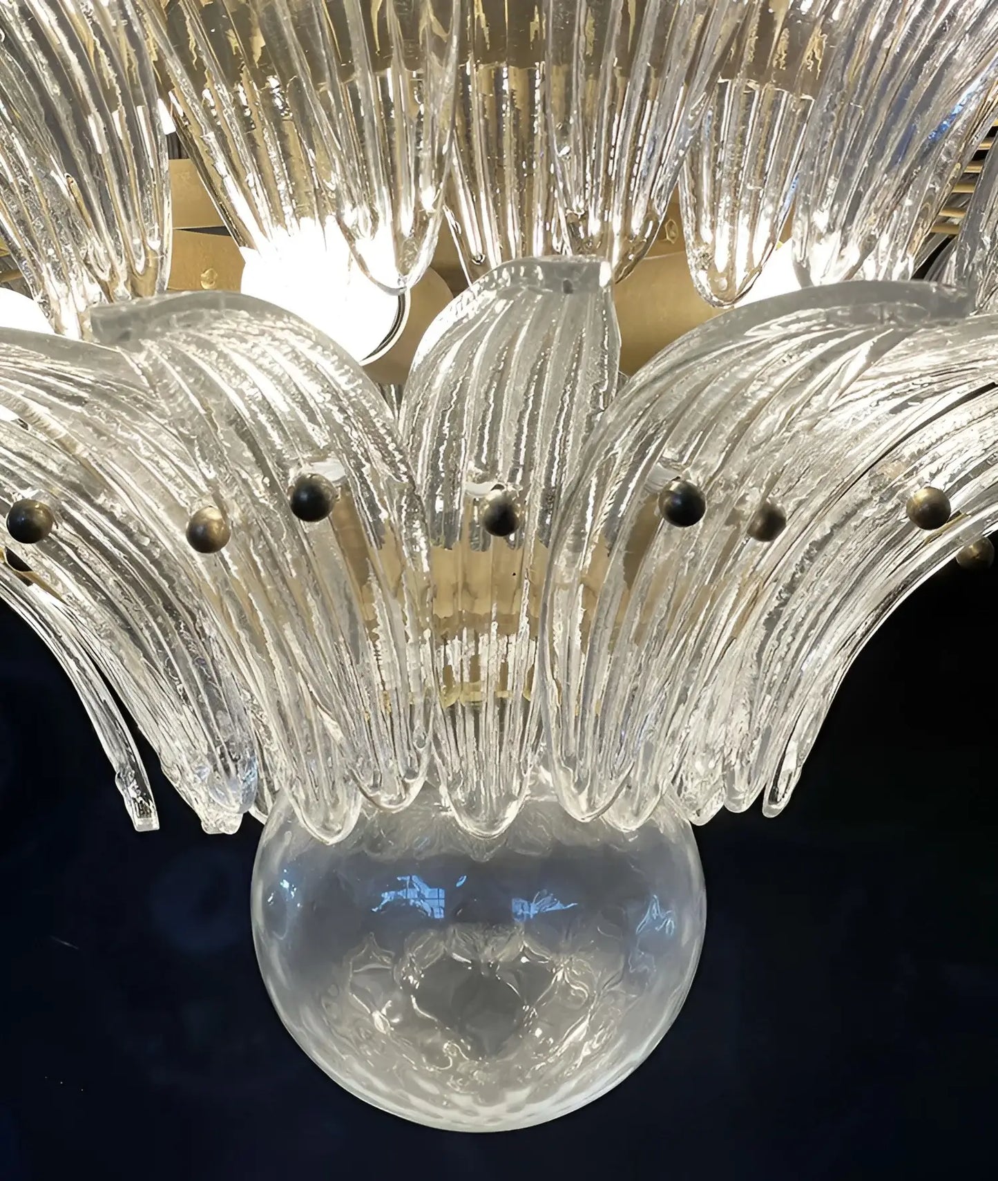 Hermosa Lámpara de Araña Transparente Murano Palmette
