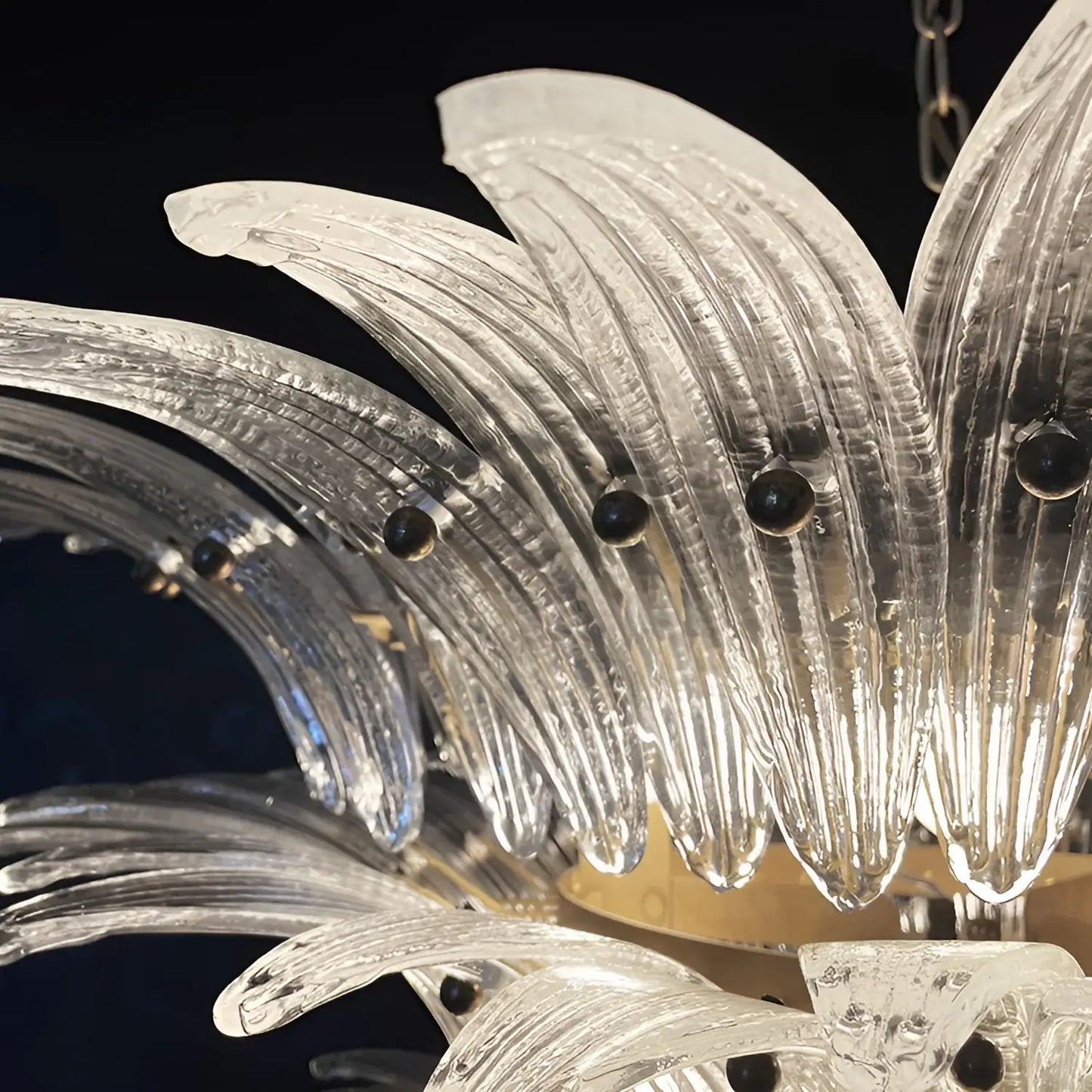 Hermosa Lámpara de Araña Transparente Murano Palmette