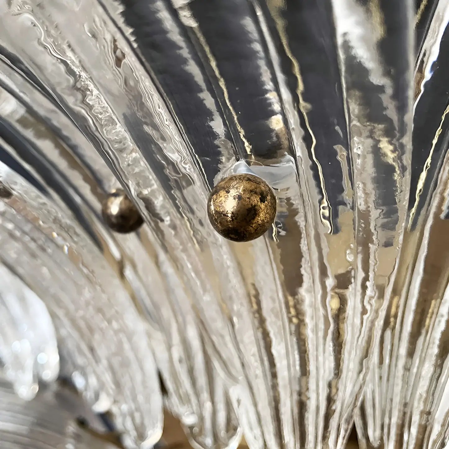 Hermosa Lámpara de Araña Transparente Murano Palmette