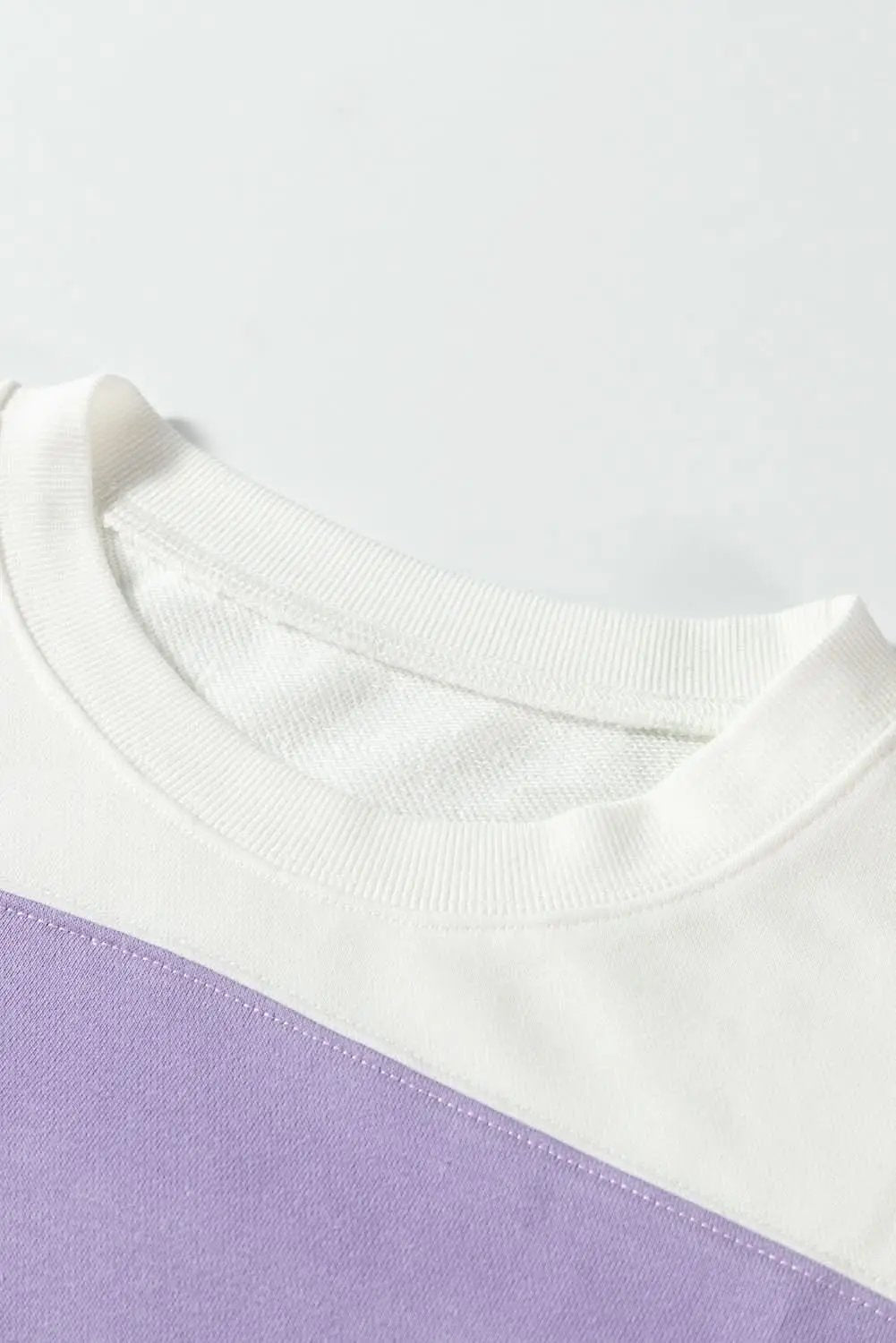 Love Salve Beige Colorblock Patchwork Drop Shoulder Crewneck