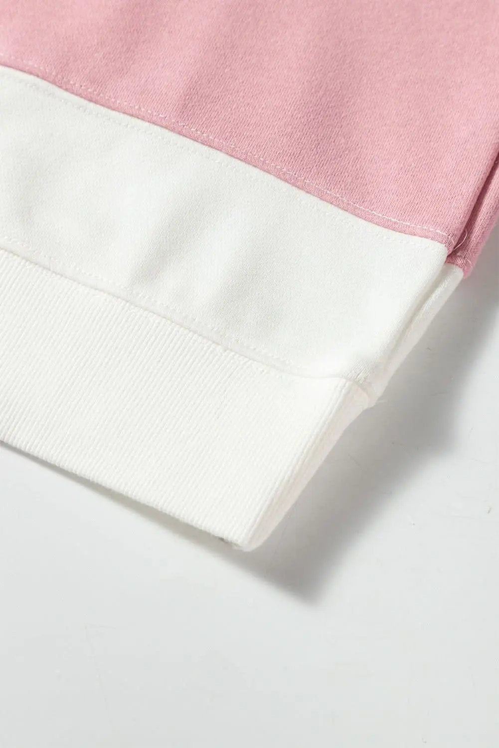 Love Salve Beige Colorblock Patchwork Drop Shoulder Crewneck