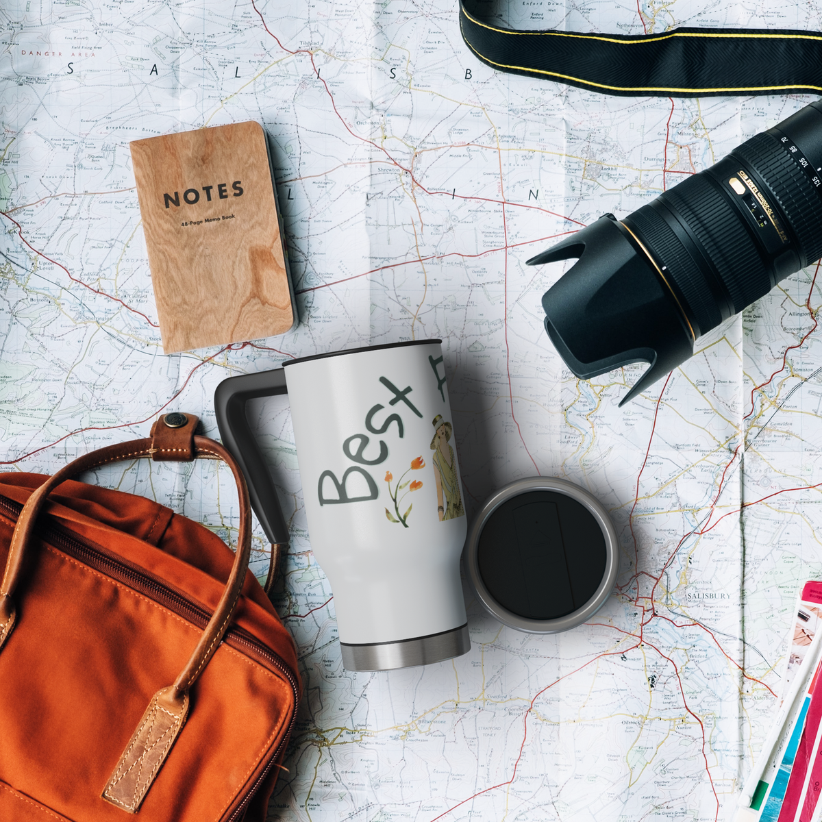 Vintage Fashionable Best Friends 14 oz Travel Mug Tumbler