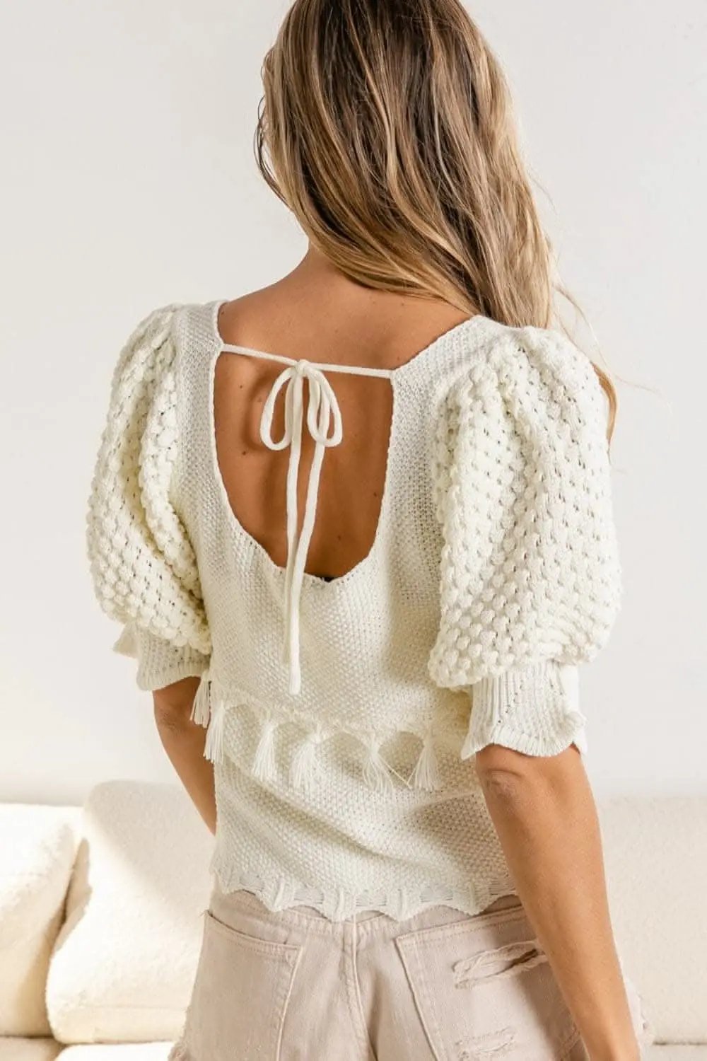 Pants Trendsi BiBi Tassel Sweater Women's Fall Fashion Knit Top Soft, Textured