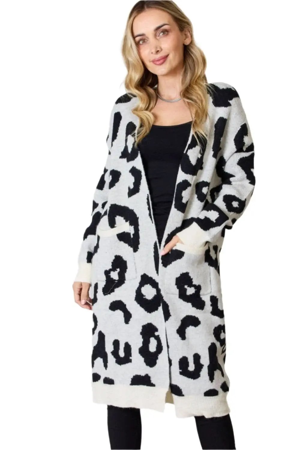 Sweaters Trendsi BiBi leopard print cardigan