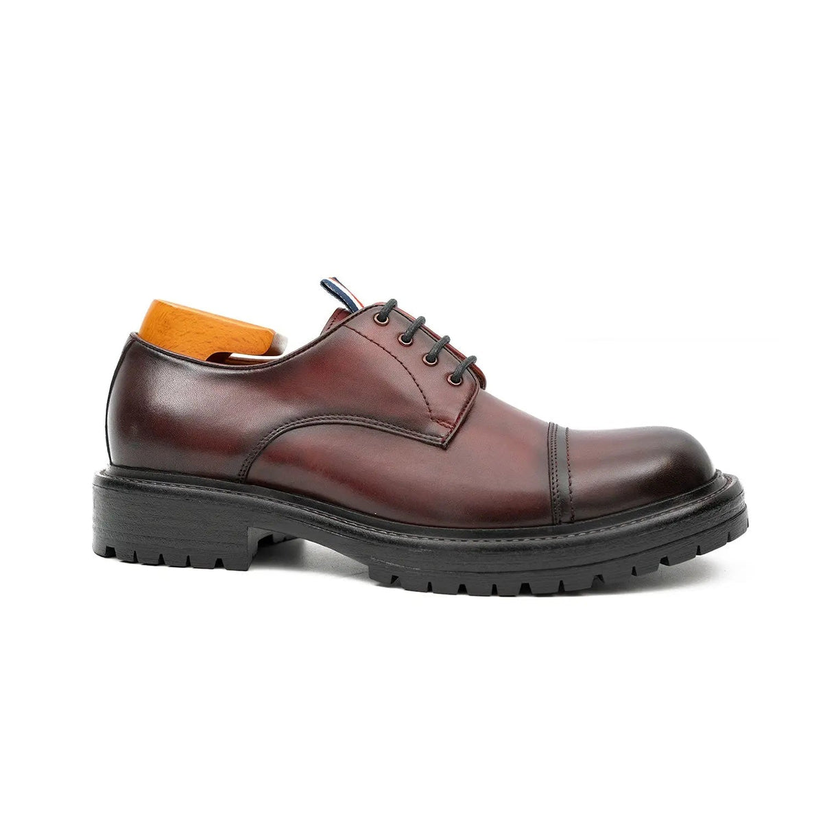Burgundy Cap-Toe Leather Derby Shoes