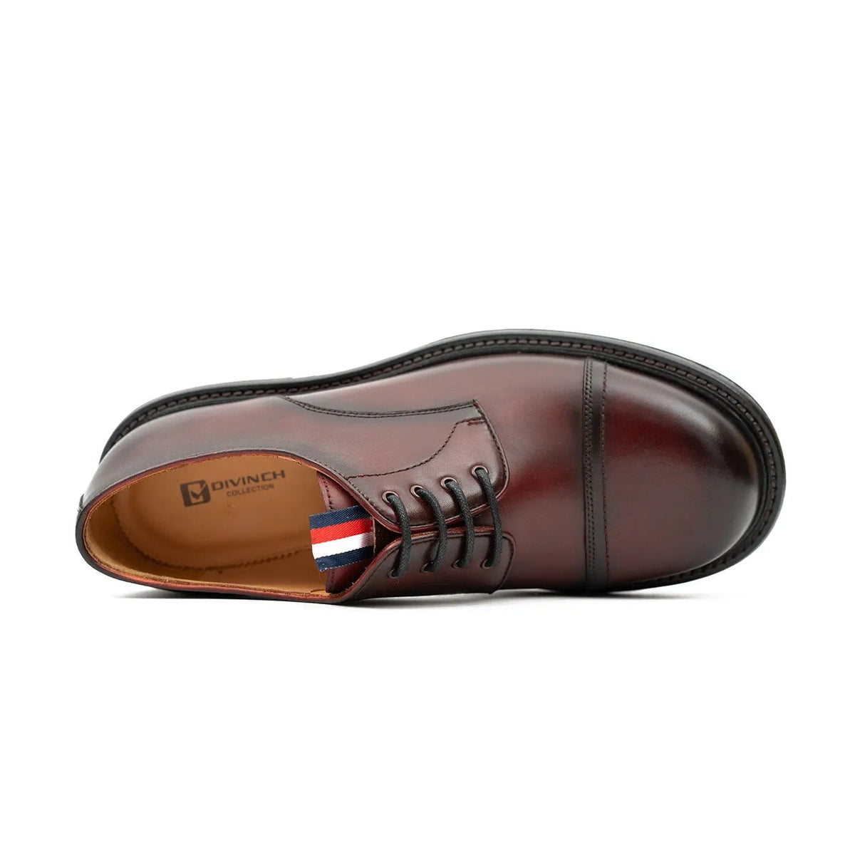 Burgundy Cap-Toe Leather Derby Shoes