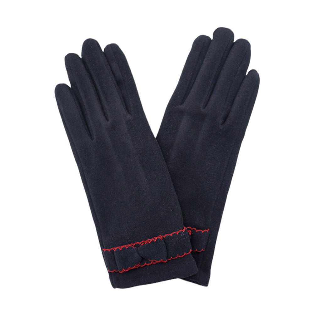 Bow Pointed Faux Suede Smart Touch Gloves