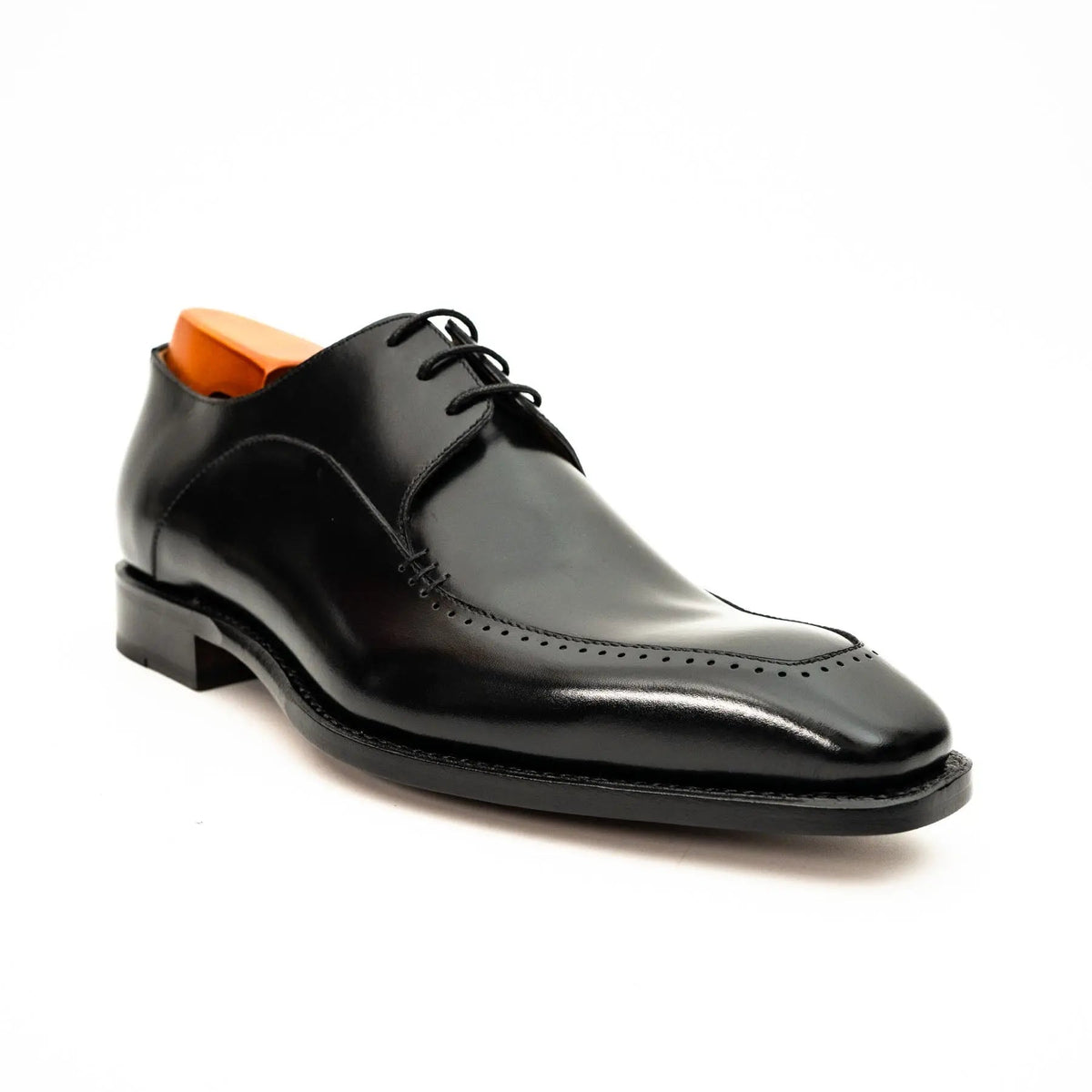 Black Square-Toe Calf Leather Derby Shoes