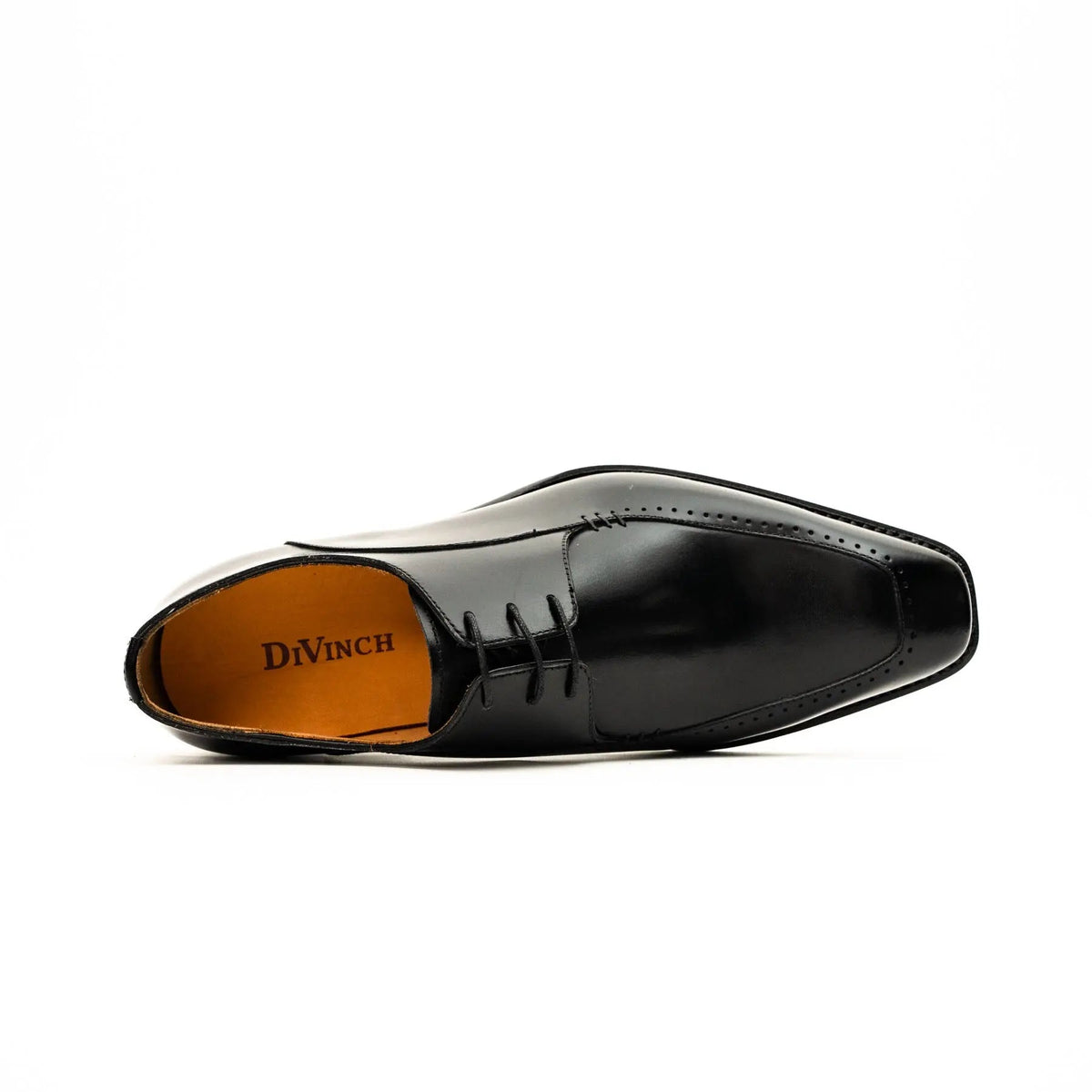 Black Square-Toe Calf Leather Derby Shoes