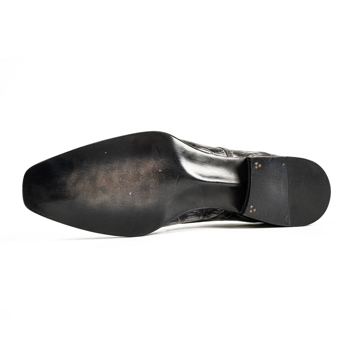 Silver-Black Crocodile Leather Derby Shoes