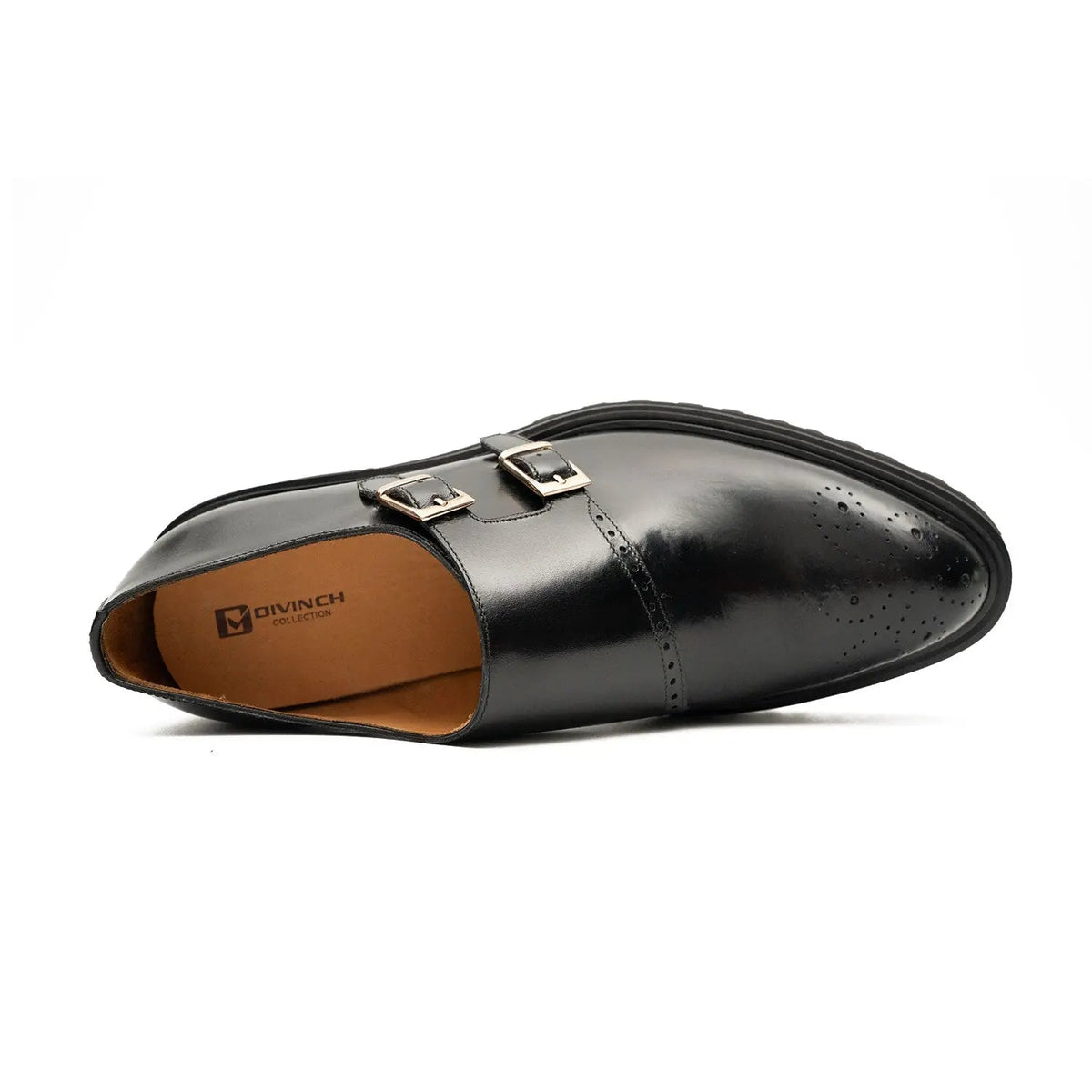 Black Calf Leather Monk Shoes
