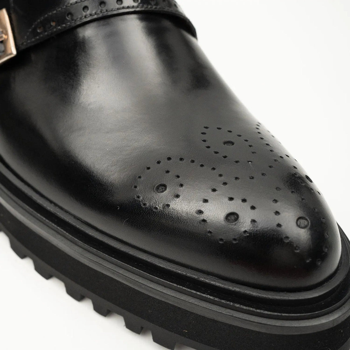 Black Calf Leather Monk Shoes