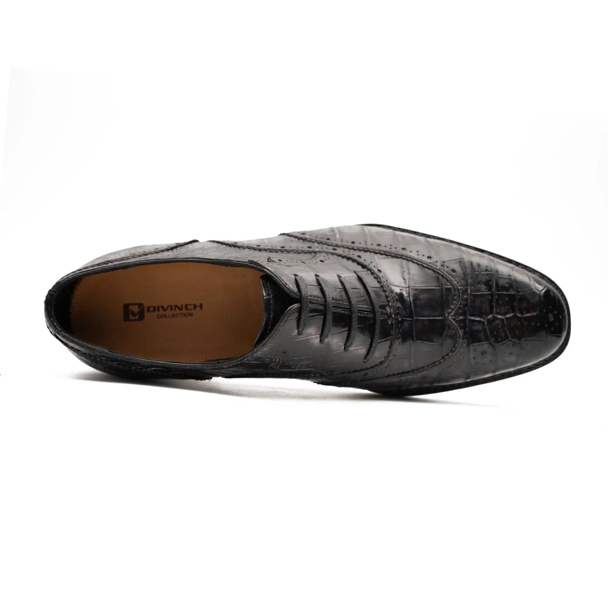 Gray Crocodile Leather Oxford Shoes