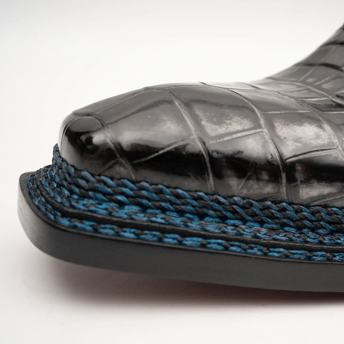 Gray Crocodile Leather Oxford Shoes