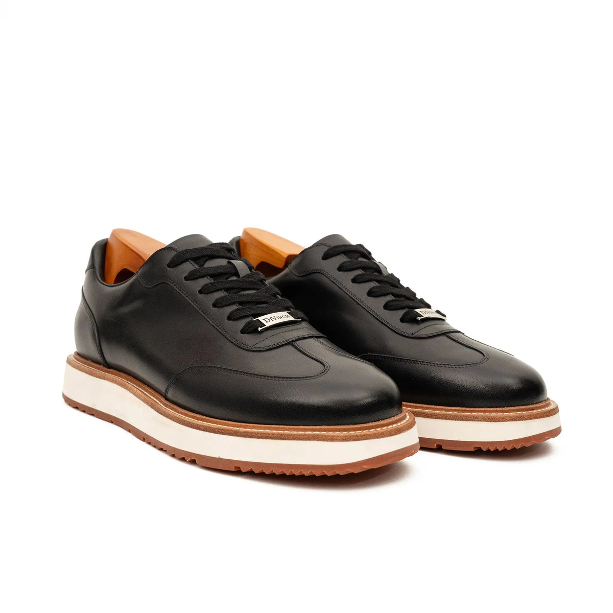 Black Plain-Toe Calf Leather Casual Shoes