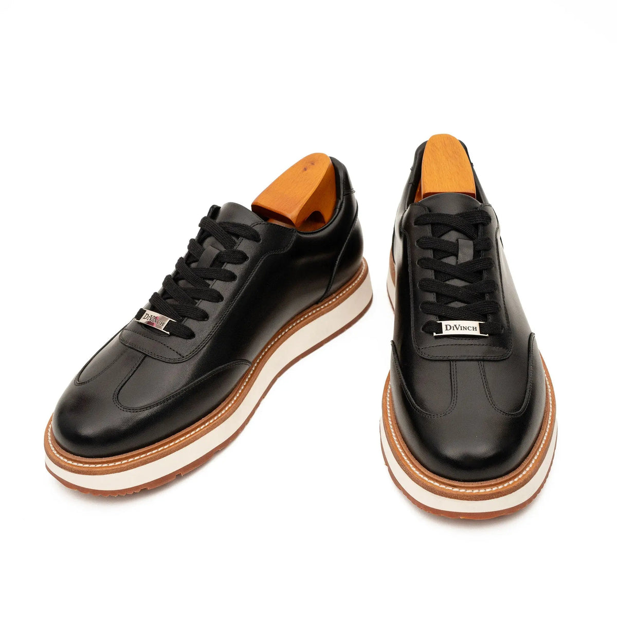 Black Plain-Toe Calf Leather Casual Shoes