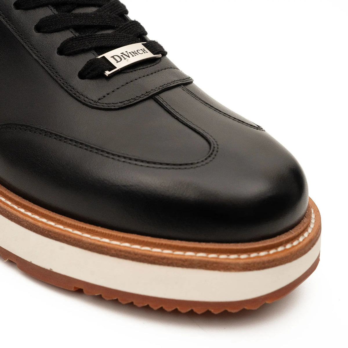 Black Plain-Toe Calf Leather Casual Shoes