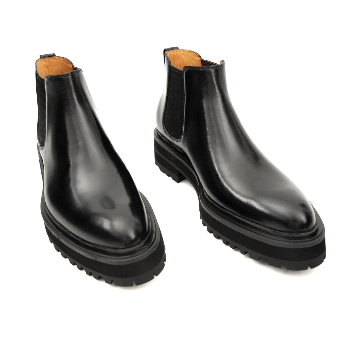 Black Calf Leather Chelsea Boots