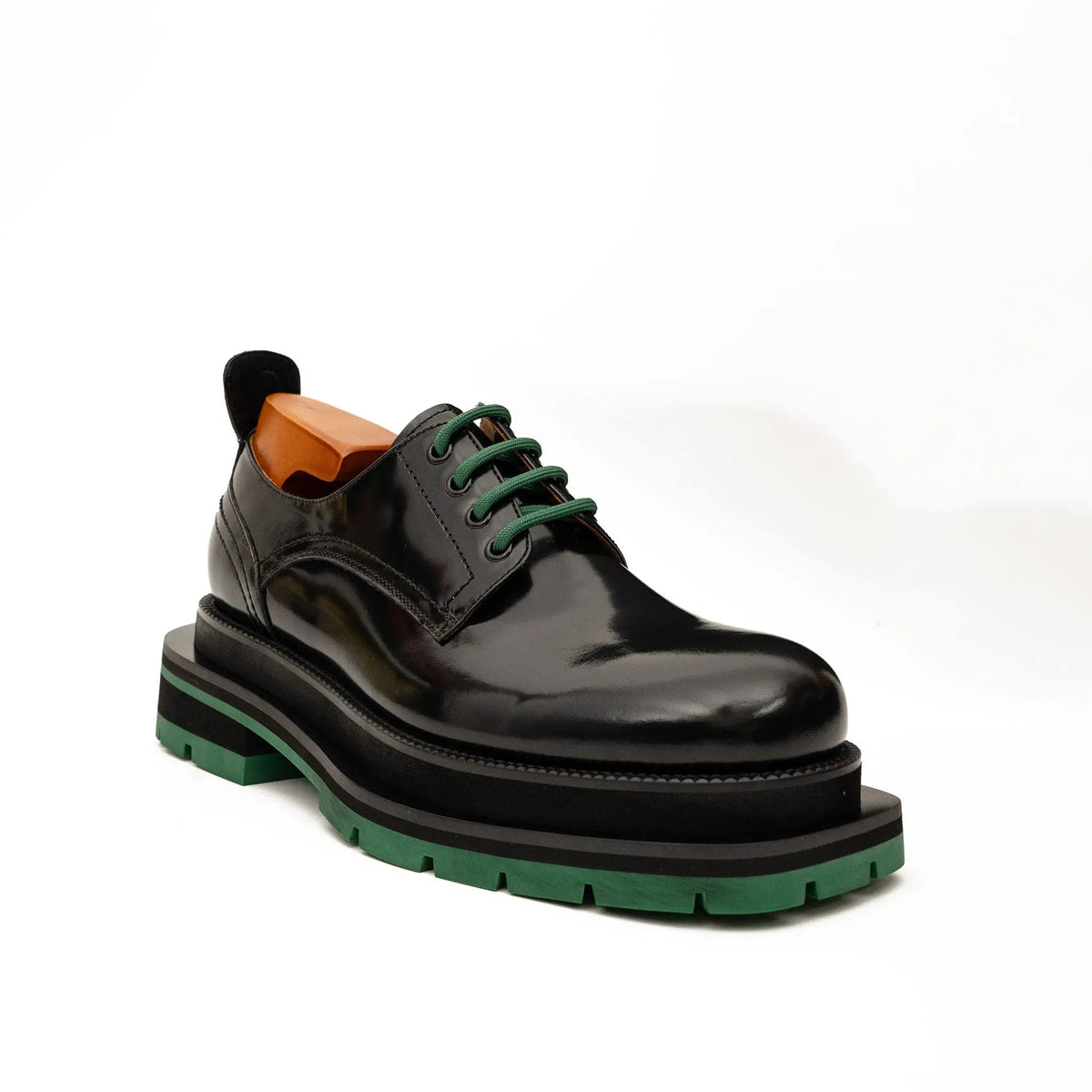 Black Plain-Toe Calf Leather Derby Shoes