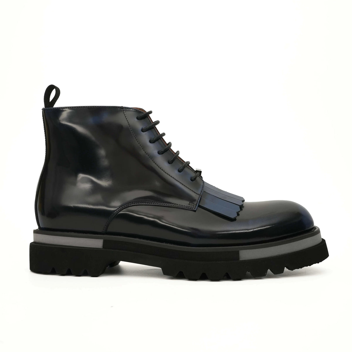 Black Plain-Toe Calf Leather Ankle Boots
