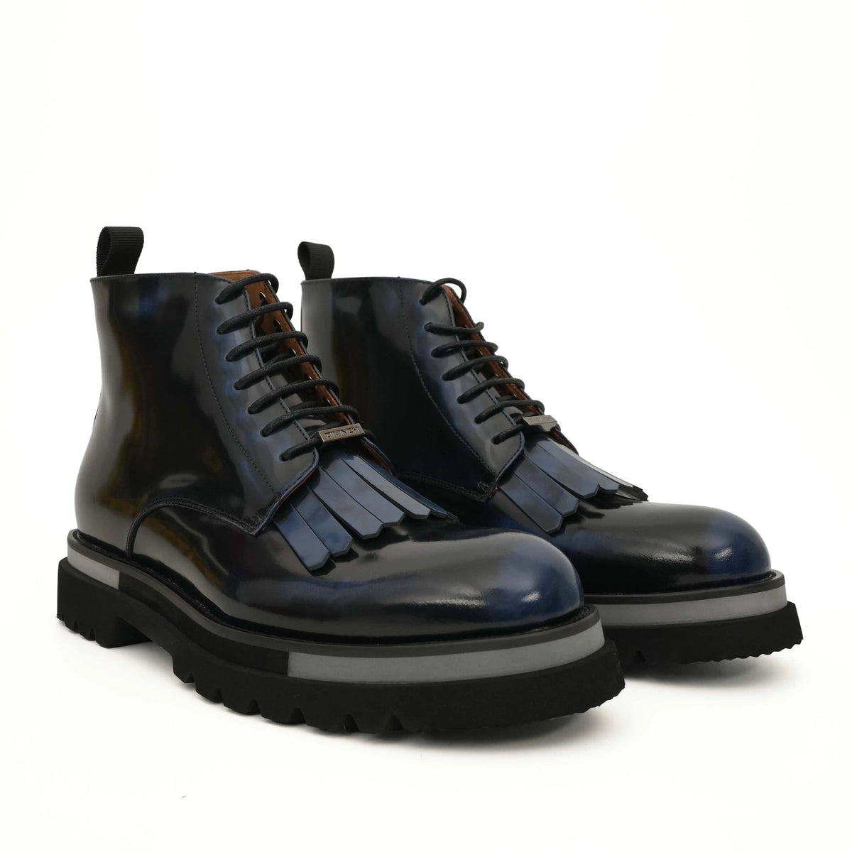 Black Plain-Toe Calf Leather Ankle Boots