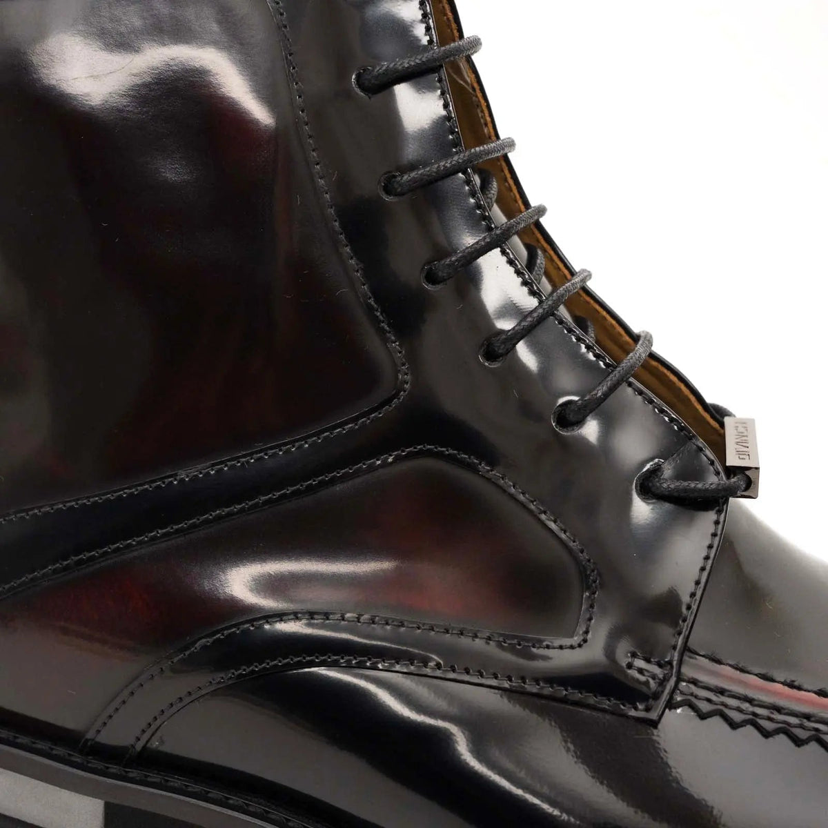 Dark Burgundy Apron-Toe Calf Leather Ankle Boots