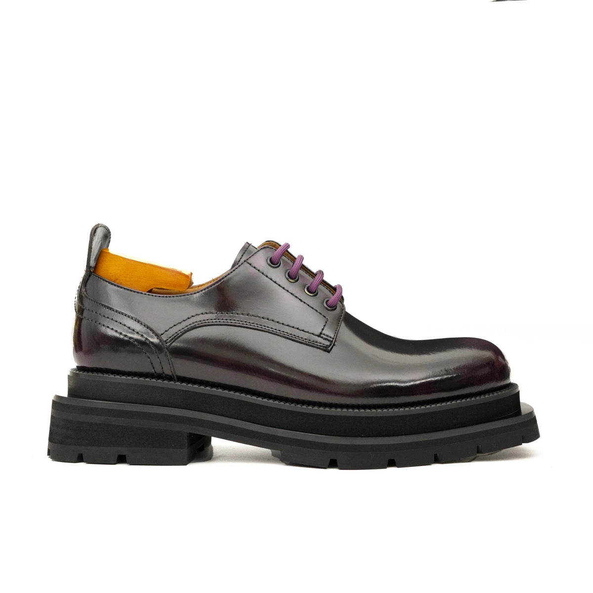 Purple Plain-Toe Calf Leather Derby Shoes