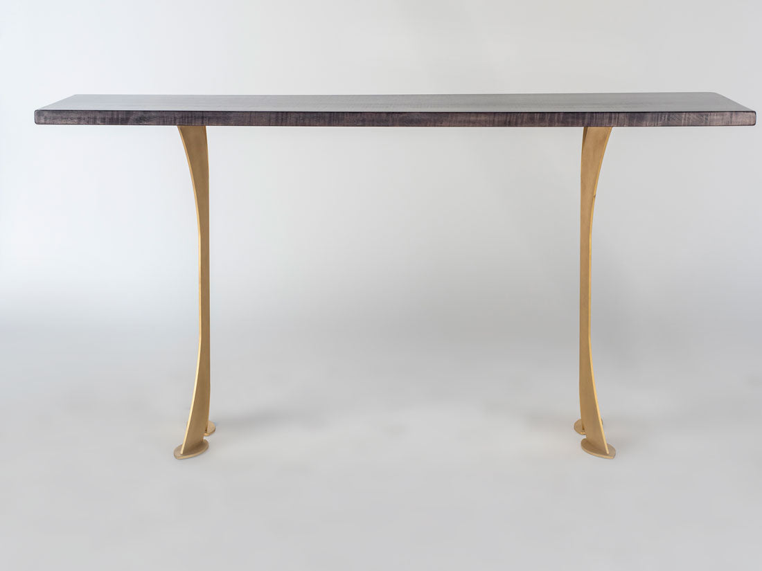 Mesa de sofá con patas divididas (negra con patas doradas)