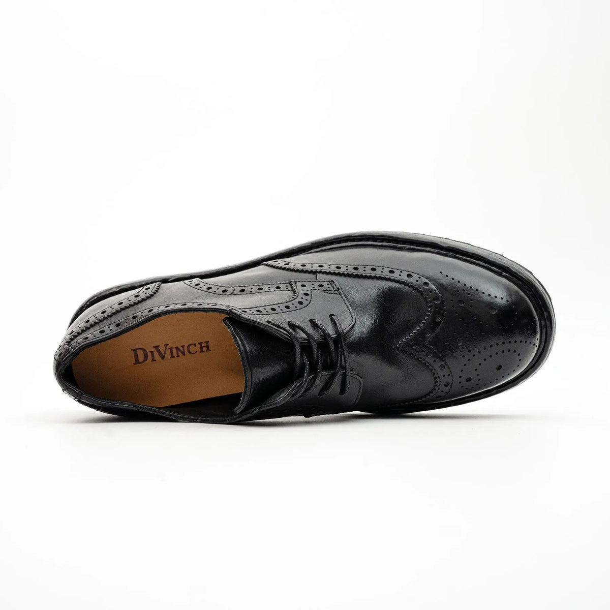 Black Wingtip Cow Leather Derby Shoes