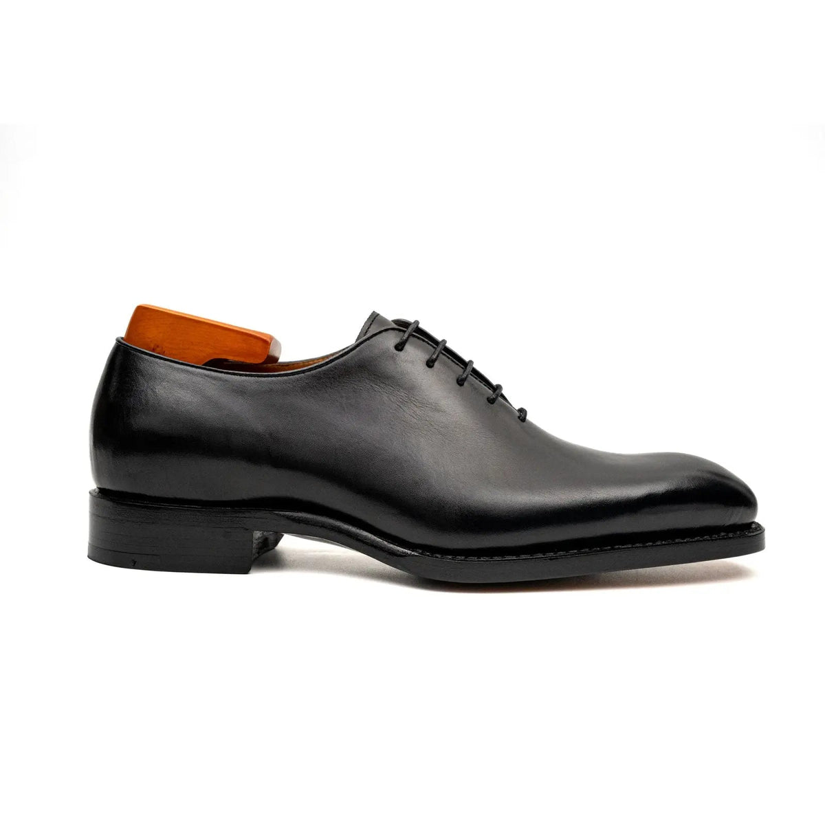 Black Plain-Toe Cow Leather Oxford Shoes