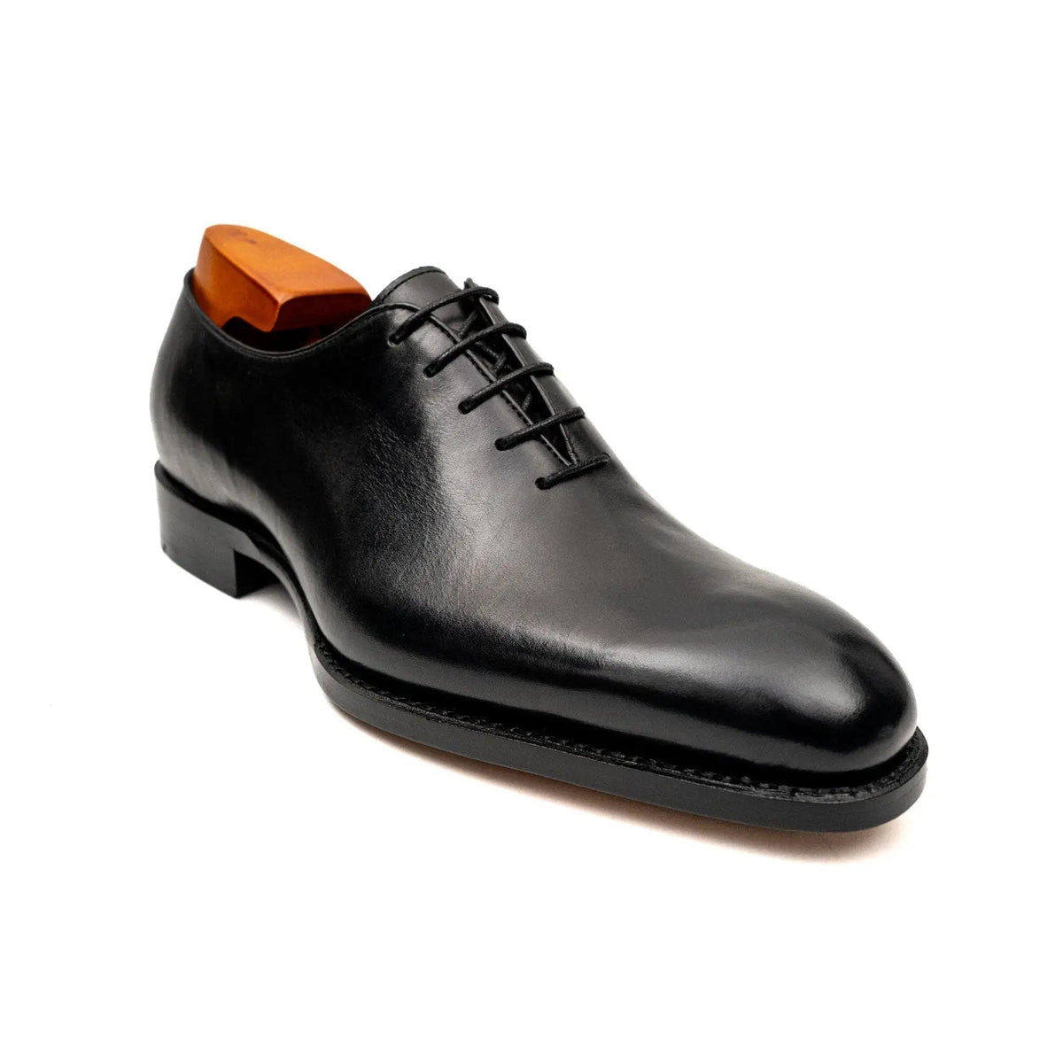 Black Plain-Toe Cow Leather Oxford Shoes