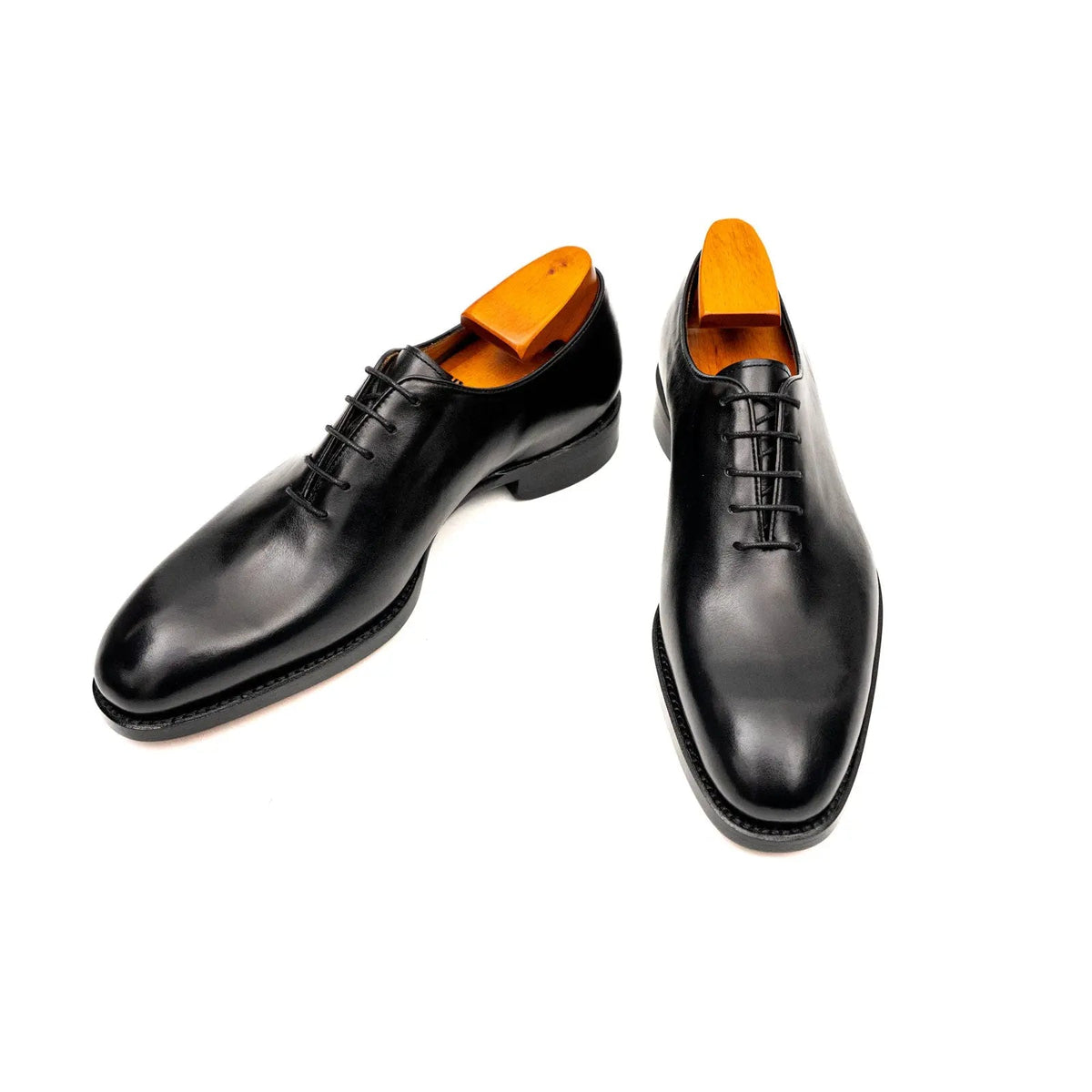 Black Plain-Toe Cow Leather Oxford Shoes