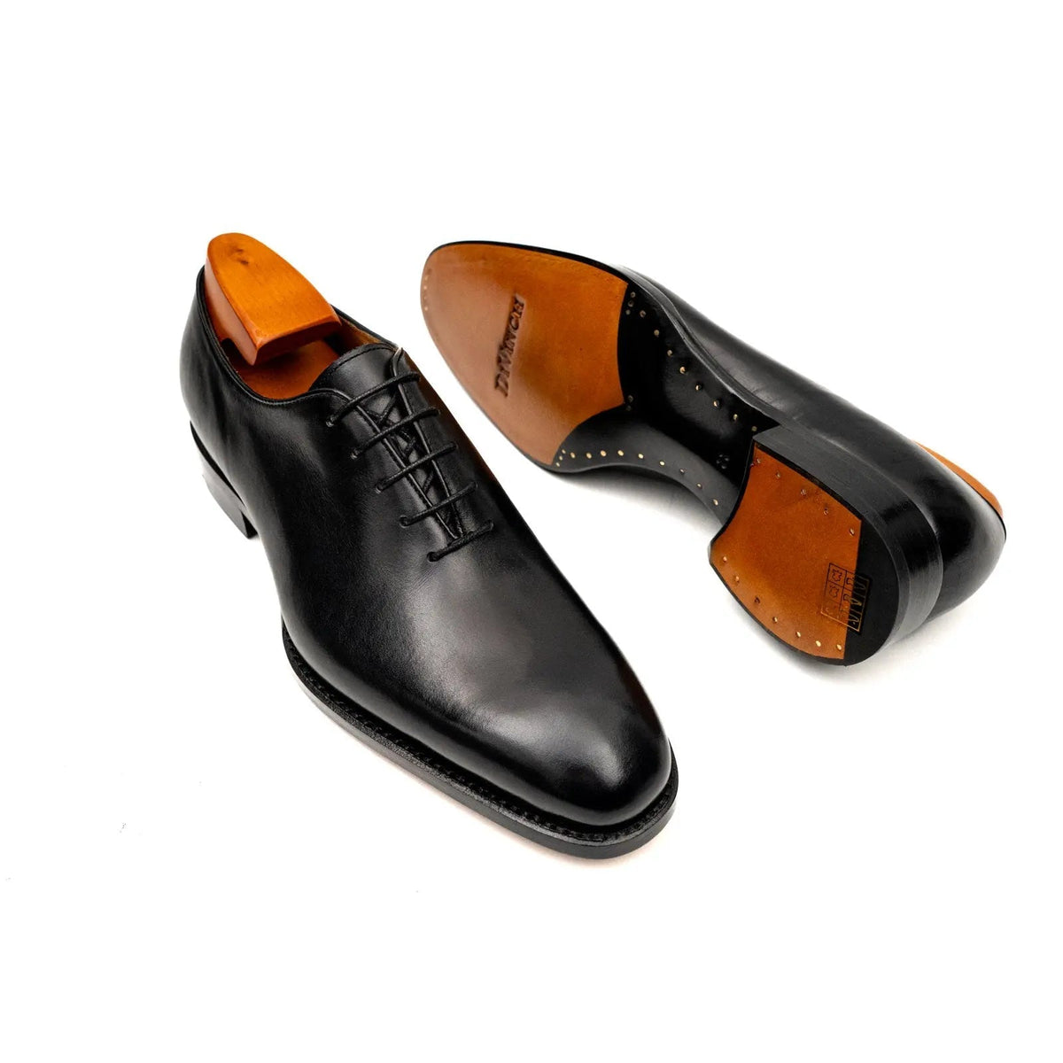 Black Plain-Toe Cow Leather Oxford Shoes