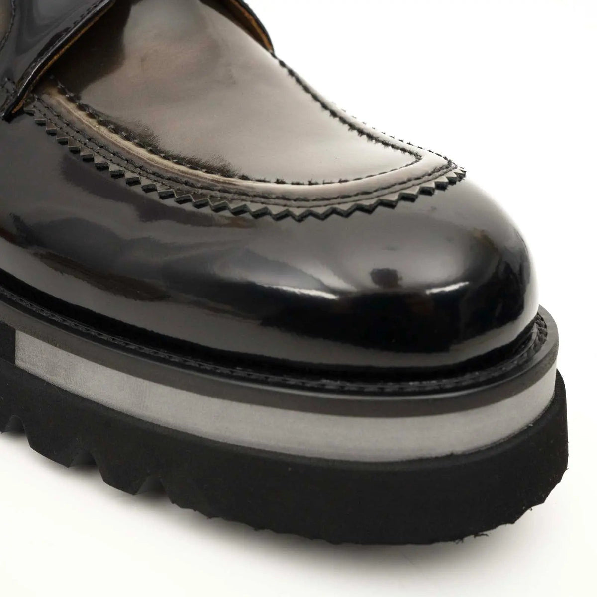 Brown-Black Apron-Toe Leather Lace-Up Boots