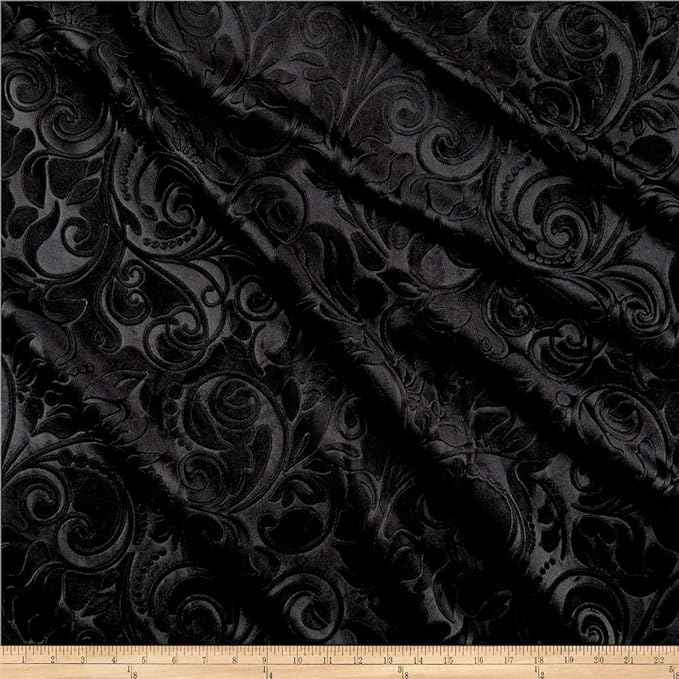 Black Brocade Scroll Velvet Tablecloth – Custom Size Wedding & Home Décor Linen