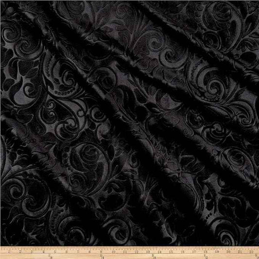 Black Brocade Scroll Velvet Tablecloth – Custom Size Wedding & Home Décor Linen