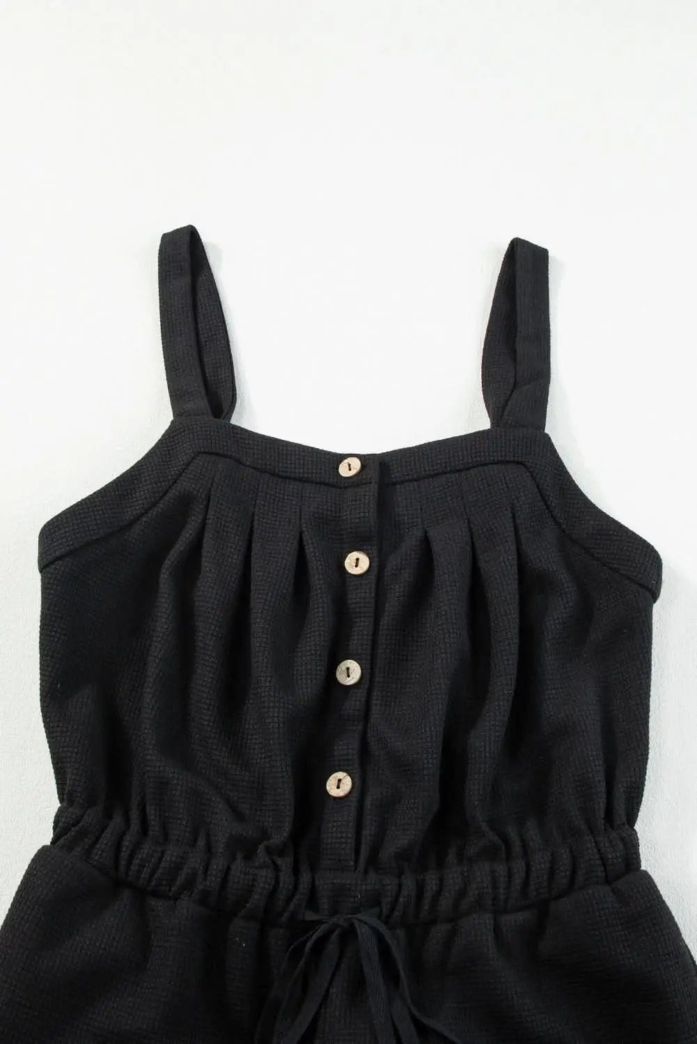 Love Salve Black Wide Leg Jumpsuit — Summer Drawstring Romper