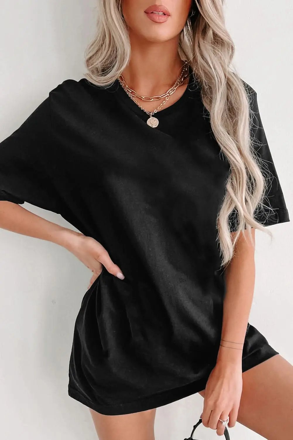 T-Shirts Love Salve Black Tunic Top Women's Daily Basic Tee - Soft & Comfy