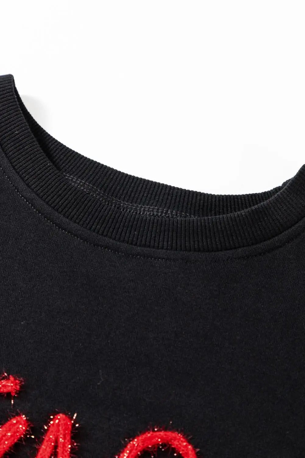Women's Sweatshirt - Black Tinsel Graphic Game Day - Drop Shoulder Casual