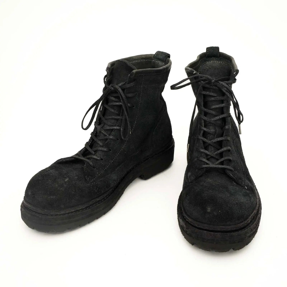 Black Horsehide Lace-Up Boots