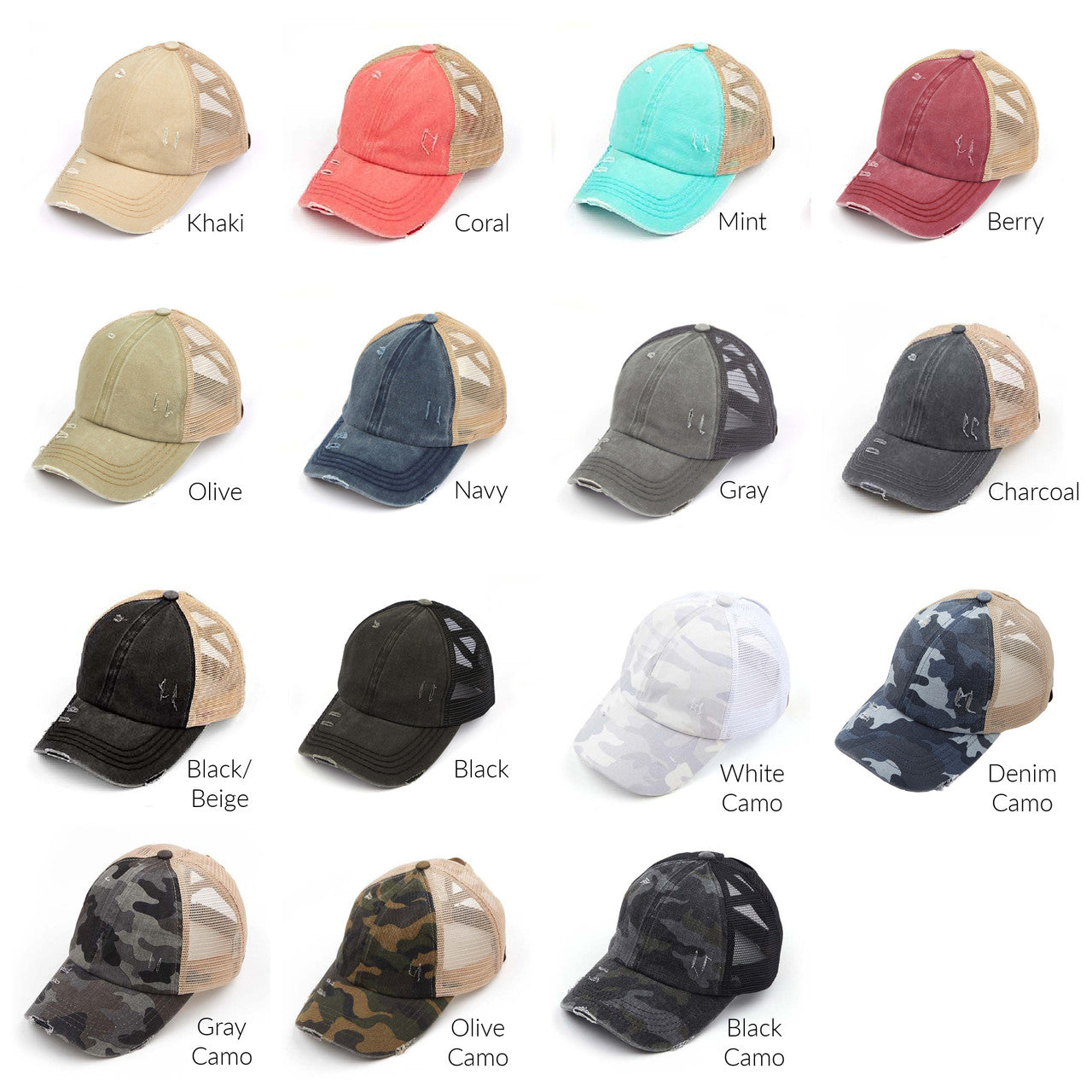 Gorras de cola de caballo cruzadas CC