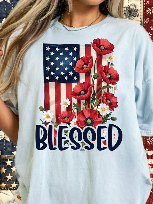 Camiseta Blessed American Flower
