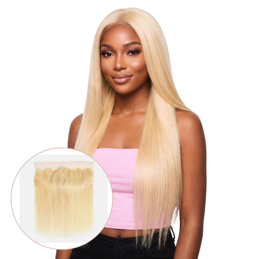 Encaje Transparente 13x4 Frontal de Cabello Humano Liso Rubio