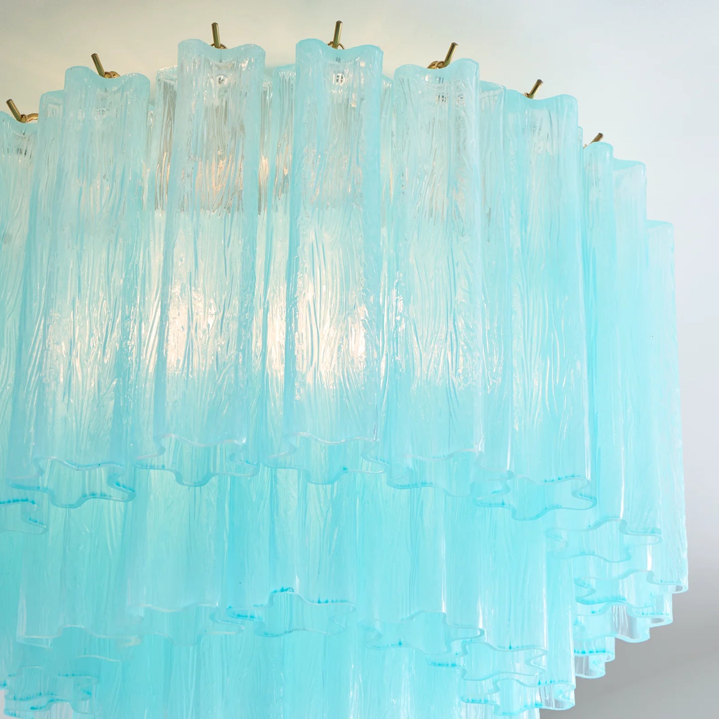 Lámpara de techo de cristal azul de Murano
