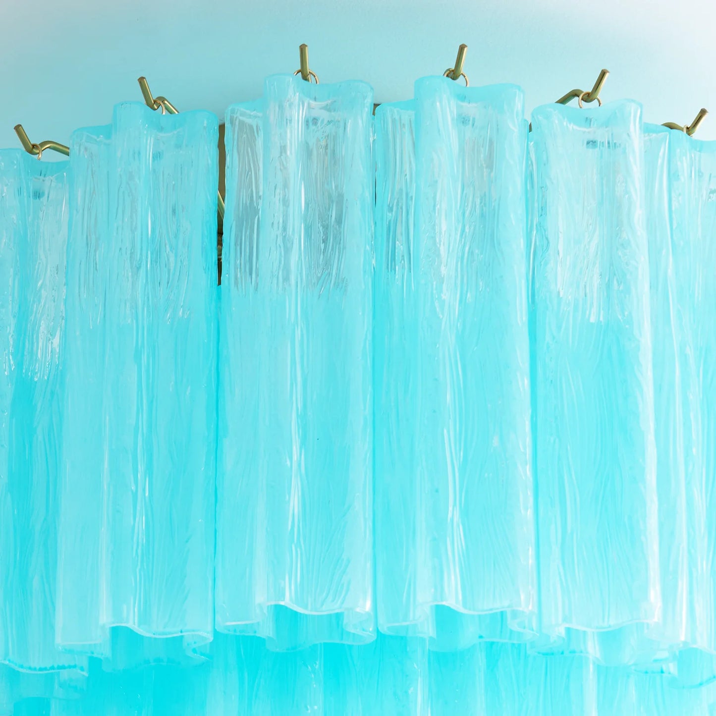 Lámpara de techo de cristal azul de Murano